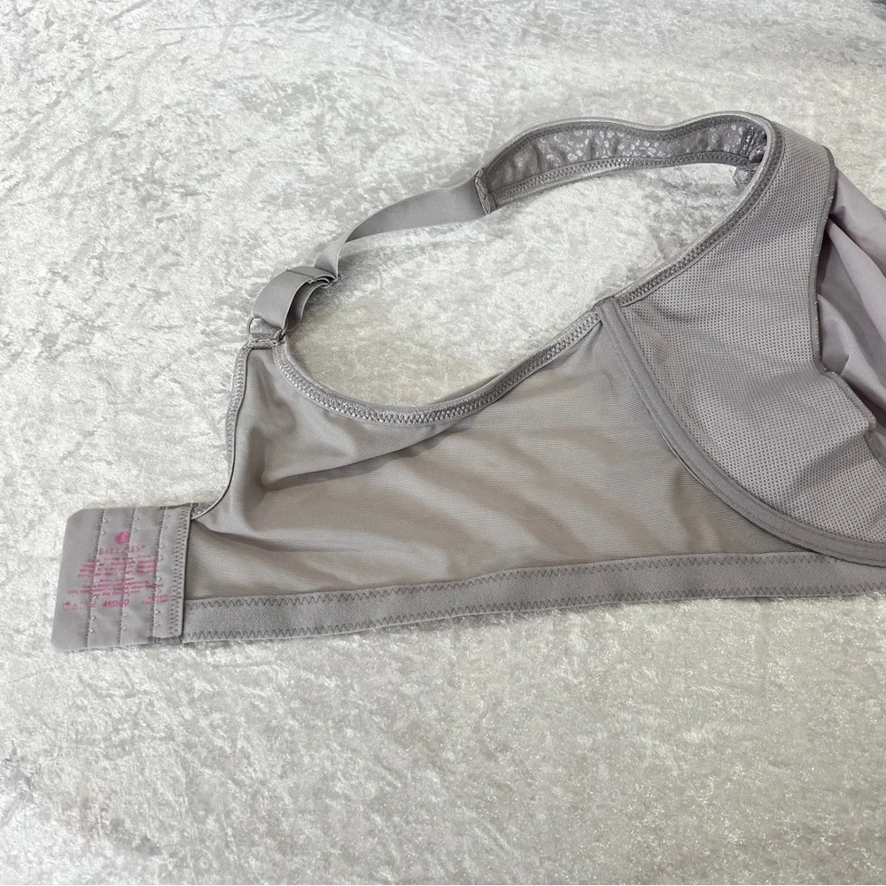 Breezies Underwire Diamond Shimmer Unlined Support Bra Plus Size 48DDD Gray Grey - Picture 8 of 9